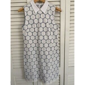 Jude Connally Collection Womens Dress Small White Geometric Blue Stripe